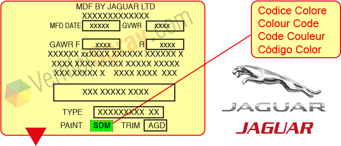 Find the color code JAGUAR